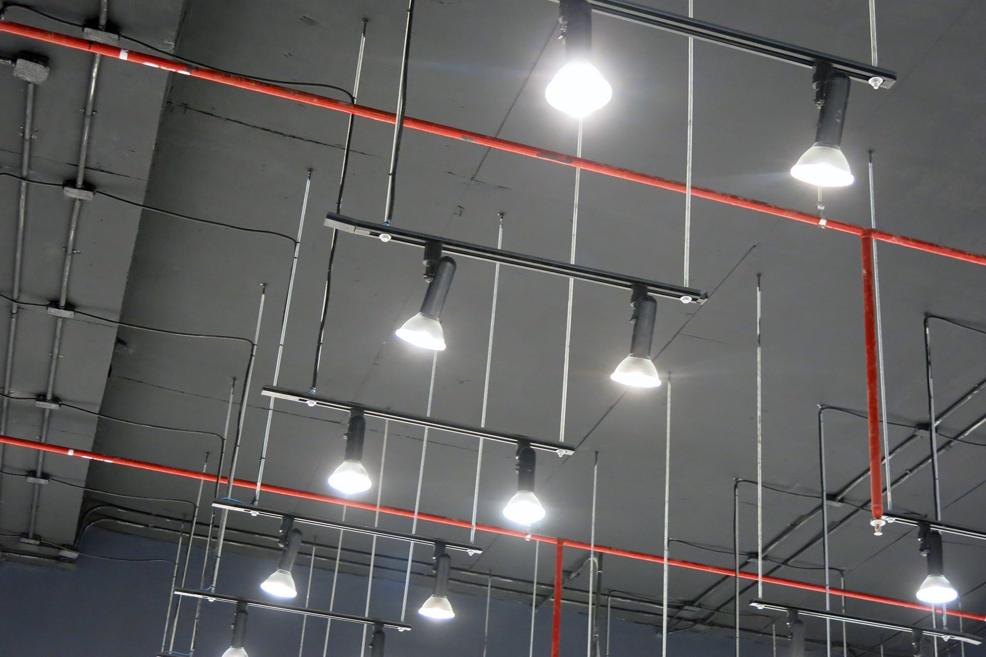 Professional lighting installation in a commercial building